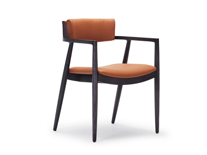 DAZZLE - Leather and ash chair with armrests _ Papell Design